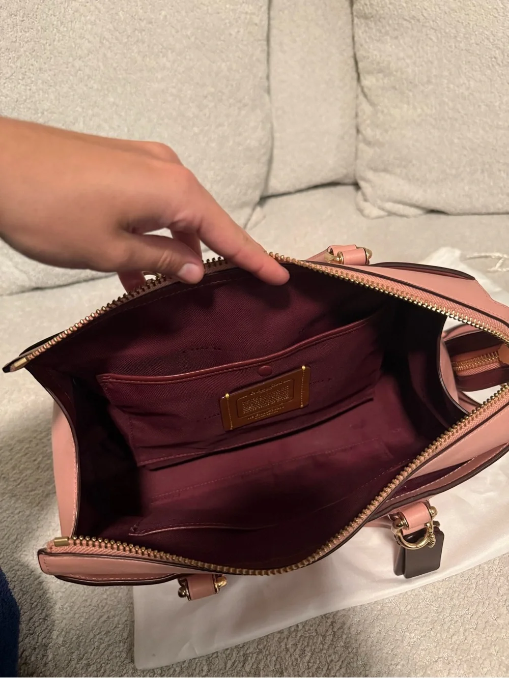 Coach Pink Leather Purse with detachable cross body strap